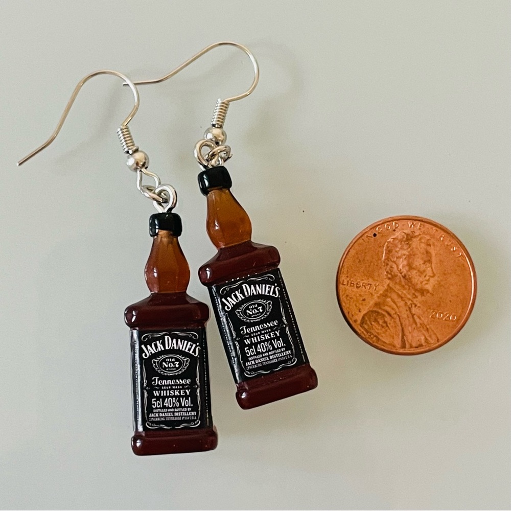 Handmade Jack Daniels Earrings - Picture 3 of 4